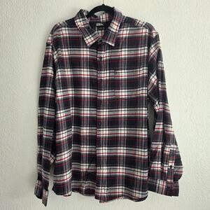 Eddie Bauer Men's XXL Black/White/Red Plaid Long Sleeve Button-Up Pre-owned